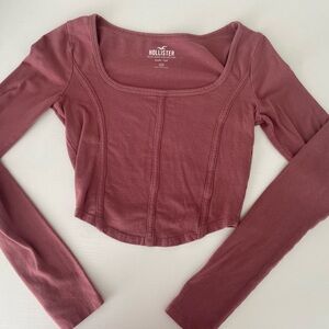 hollister rose corset long sleeve crop top xxsmall